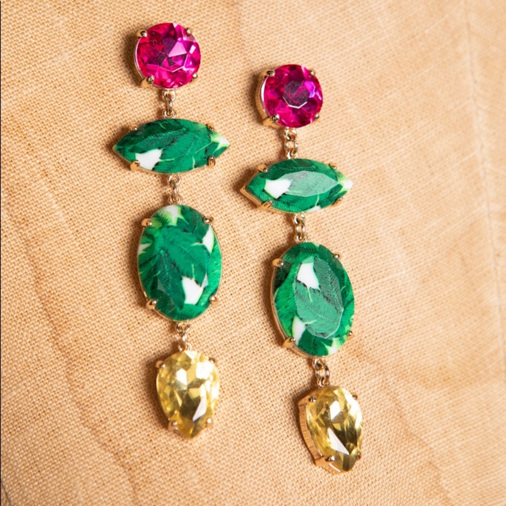Bauble Bar Chunky Candy Crystals & Palm earrings